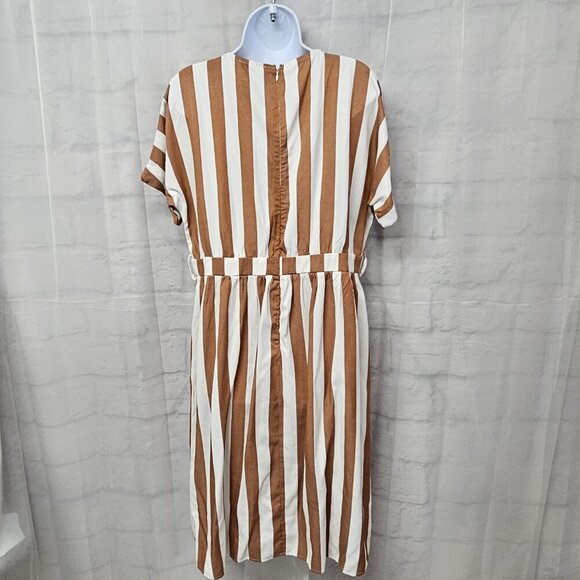 Journey Five Brown White Striped Retro Fit & Flare Dress XL - Picture 7 of 14